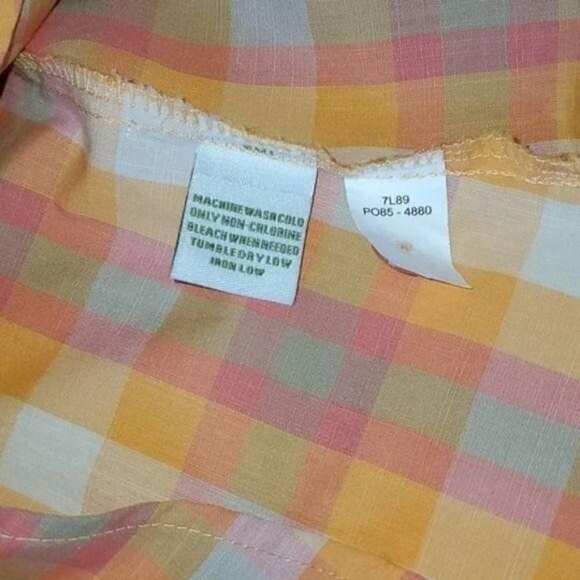 Orvis Casual Carefree Pleated Button-Down Short Sleeve Plaid Sz. 6 Blouse - Picture 7 of 8